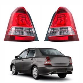 Par de Lanterna Toyota Etios Sedan 2017 Até 2020 Bicolor Carcaça Preta
