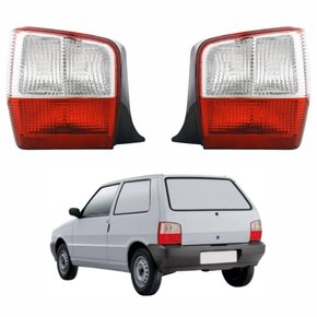 Par de Lanterna Traseira Fiat Uno 2004 Até 2011 Bicolor Cristal