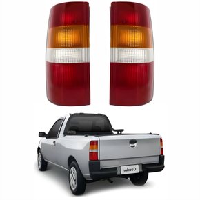 Par de Lanterna Traseira Ford Courier 1996 Até 2009 Tricolor Com Soquete