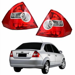 Par de Lanterna Traseira Ford Fiesta Sedan 2003 Até 2010 Bicolor Cristal