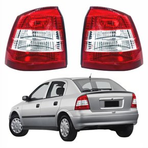 Par de Lanterna Traseira Gm Astra Hatch 1999 Até 2002 Bicolor Cristal