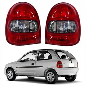Par de Lanterna Traseira Gm Corsa Hatch 2000 Até 2002 Bicolor Fumê