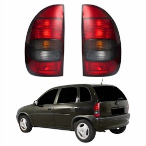 Par de Lanterna Traseira Gm Corsa Hatch 4 Portas 1996 Até 1999 Fumê