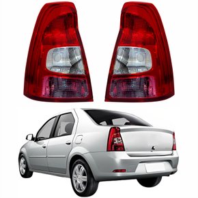 Par de Lanterna Traseira Renault Logan 2011 Até 2014 Bicolor Cristal