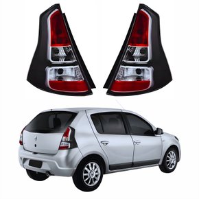 Par de Lanterna Traseira Renault Sandero 2012 Até 2014 Fumê
