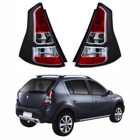 Par de Lanterna Traseira Renault Sandero Stepway 2012 Até 2014 Fumê