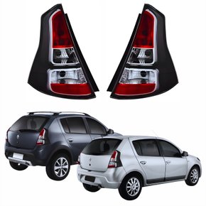 Par de Lanterna Traseira Renault Sandero Stepway 2012 Até 2014 Fumê