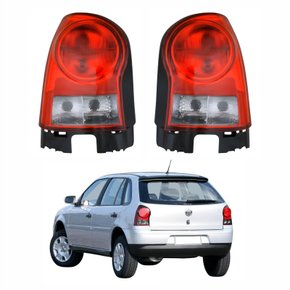 Par de Lanterna Traseira Vw Gol G4 2006 Até 2014 Carcaça Preta Bicolor Fumê
