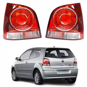Par de Lanterna Traseira Vw Polo Hatch 2007 Até 2014 Bicolor Vermelha