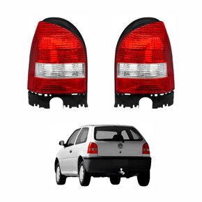 Par de Lanterna VW Gol G3 1999 Até 2005 Carcaça Preta Ré Cristal