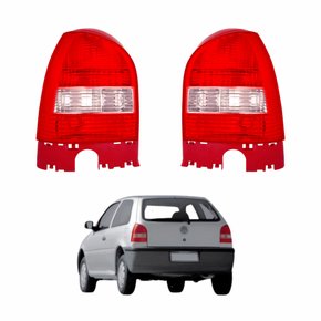 Par de Lanterna VW Gol G3 1999 Até 2005 Carcaça Vermelha Ré Cristal