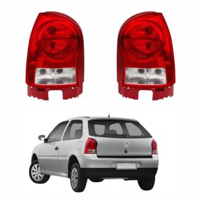 Par de Lanterna Vw Gol G4 2006 Até 2014 Aba Vermelha Bicolor