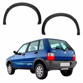 Par de Moldura Paralama Traseiro Fiat Uno Way 2004 Até 2013 DTS Preto
