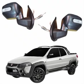 Par de Retrovisor Fiat Strada Adventure Locker 2011 Até 2013 Com Controle Com Pisca METAGAL