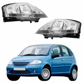 Par Farol Citroen C3 2003 Até 2012 Cromado Elétrico