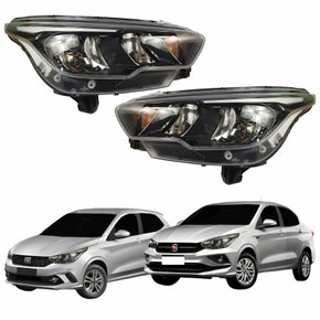 Par Farol Principal Fiat Argo Cronos 2016 Até 2024 Máscara Negra Com Led