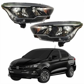 Par Farol Principal Fiat Cronos 2016 Até 2024 Máscara Negra Com Led