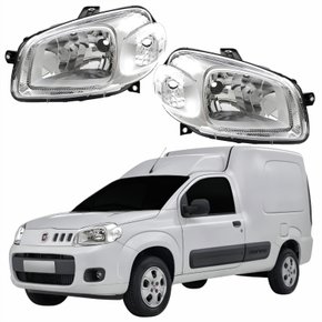 Par Farol Fiat Fiorino 2014 Até 2019 Máscara Cromada