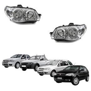 Par Farol Fiat Palio G3 2004 Até 2014 Siena Weekend G3 2004 Até 2007 Strada G3 2004 Até 2012 Mascara Cromada Com Anel Cromado