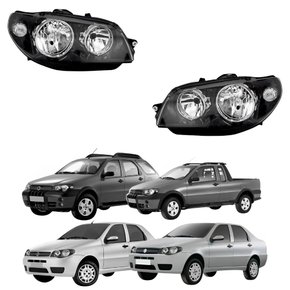 Par Farol Fiat Palio G3 2004 Até 2014 Siena Weekend G3 2004 Até 2007 Strada G3 2004 Até 2012 Mascara Negra Com Anel Cromado Lado Esquerdo Motorista