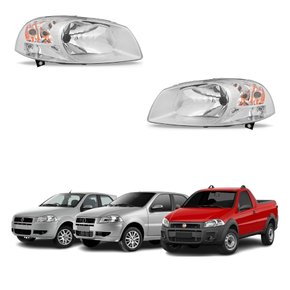 Par Farol Fiat Palio G4 2008 Até 2012 Siena G4 2010 Até 2012 Strada G4 2014 Até 2019 Mascara Cromada