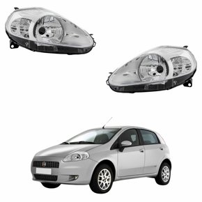 Par Farol Fiat Punto 2008 2009 2010 2011 2012 Mascara Cromada