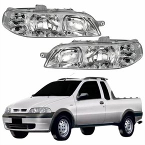 Par Farol Principal Fiat Strada 2001 2002 2003 2004 Carcaça Cinza