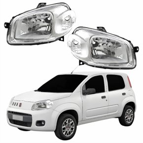 Par Farol Fiat Uno Vivace 2010 2011 2012 2013 2014 Máscara Cromada