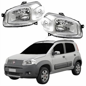 Par Farol Fiat Uno Way 2010 2011 2012 2013 2014 Máscara Cromada