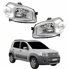Par Farol Fiat Uno Way 2010 Até 2014 Original Máscara Cromada