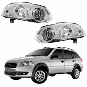 Par Farol Fiat Weekend 2008 Até 2016 Máscara Cromada Com Anel Cromado