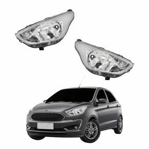 Par Farol Ford Ka 2019 Até 2023 Máscara Cromada