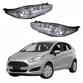 Par Farol Ford New Fiesta 2014 Até 2019 Máscara Cromada