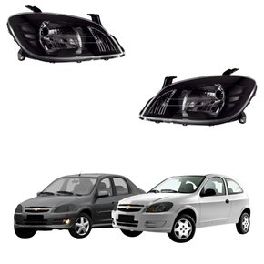 Par Farol Gm Celta Prisma 2012 Até 2014 Mascara Negra  