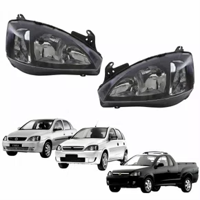 Par Farol GM Corsa 2003 Até 2012 Montana 2003 Até 2010 Foco Duplo Máscara Negra Pisca Liso