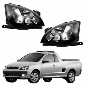 Par Farol Gm Montana 2003 até 2010 Foco Duplo Máscara Negra Pisca Raiado