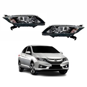 Par de Farol Honda City 2014 Até 2017 Máscara Negra