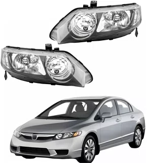 Par Farol Honda New Civic 2007 2008 2009 2010 2011 Mascara Cromada