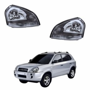 Par Farol Hyundai Tucson 2005 Até 2016 Mascara Negra Pisca Cristal