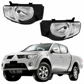 Par Farol Principal Mitsubishi L200 Triton 2008 Até 2017 Pisca Cristal