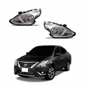 Par Farol Nissan Versa 2015 Até 2021 Máscara Cromada
