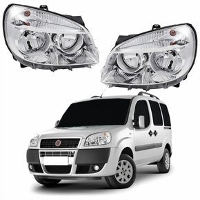 Par Farol Principal Fiat Doblo 2010 Até 2018 Máscara Cromada