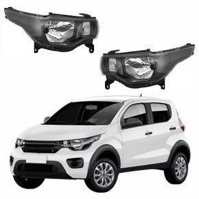 Par Farol Principal Fiat Mobi 2017 Até 2024 Máscara Negra