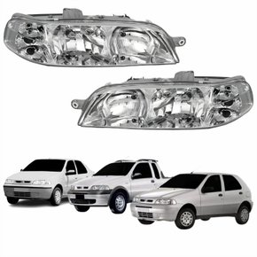 Par Farol Principal Fiat Palio Siena Strada Fire 2001 2002 2003 2004 Carcaça Cinza