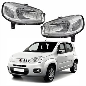 Par Farol Principal Fiat Uno Vivace 2015 Até 2021 Máscara Cromada