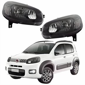 Par Farol Principal Fiat Uno Vivace 2015 Até 2021 Máscara Negra