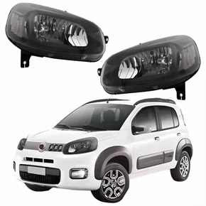 Par Farol Principal Fiat Uno Vivace 2015 Até 2021 Máscara Negra