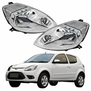 Par Farol Principal Ford Ka 2008 Até 2014 Máscara Cromada