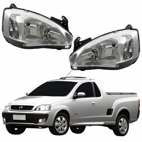 Par Farol Principal Gm Montana 2003 Até 2010 Pisca Raiado Máscara Cromada