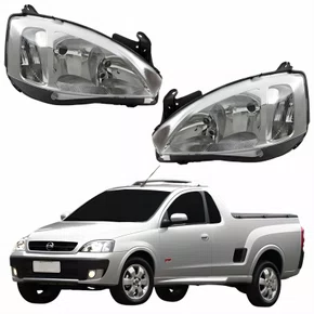 Par Farol Principal Gm Montana 2003 Até 2010 Pisca Raiado Máscara Cromada